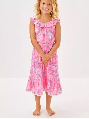 Lilly Pulitzer Pink Floral Elastic-Waist Dress